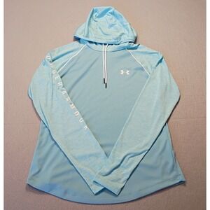 Under Armour Heat Gear Long Sleeve Hoodie Shirt Size Medium Womens Teal Pullover